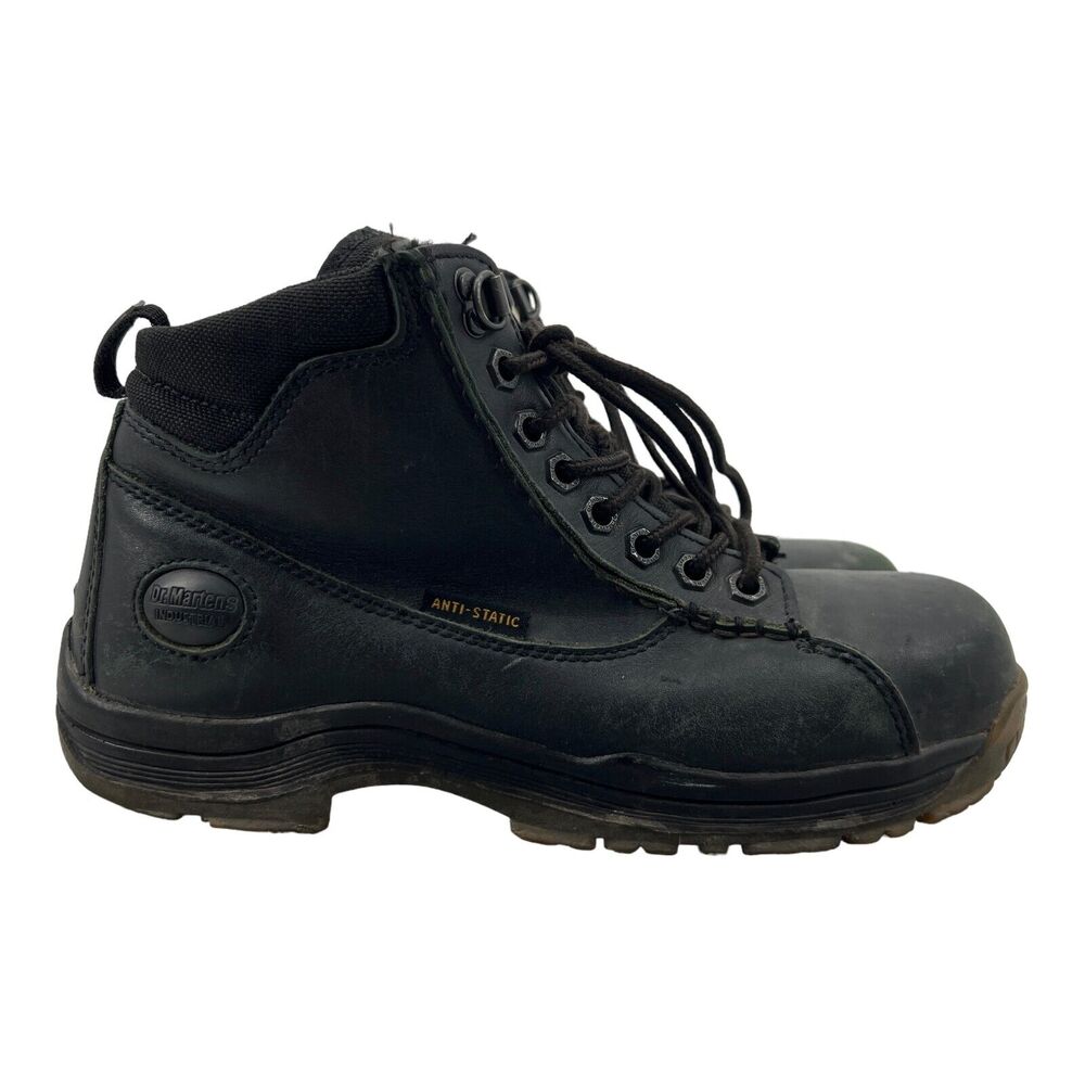 Dr Martens Men 8 Boots Black Industrial Steel Toe Safety Slip Resistant Work